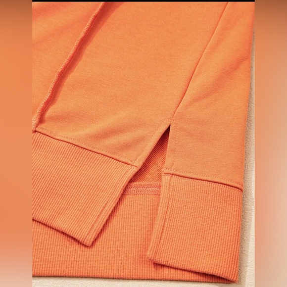 NWT Women’s Floral Patchwork Hoodie with Drawstring Orange Size Large - Picture 6 of 8